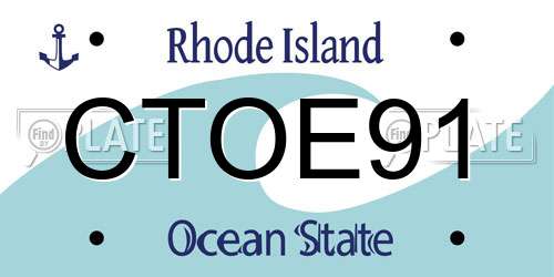 CTOE91 Rhode Island License Plate