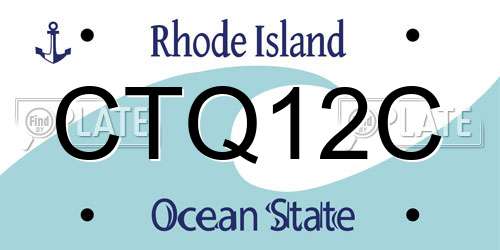 CTQ12C Rhode Island License Plate