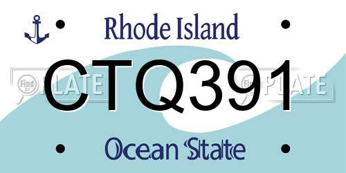 CTQ391 Rhode Island License Plate