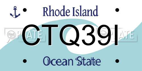CTQ39I Rhode Island License Plate
