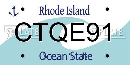 CTQE91 Rhode Island License Plate