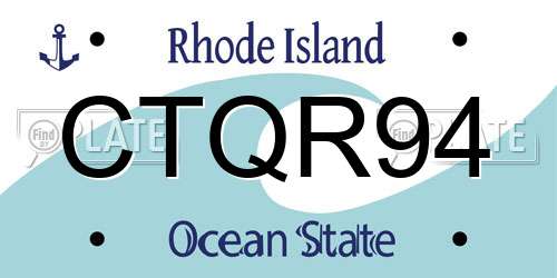 CTQR94 Rhode Island License Plate
