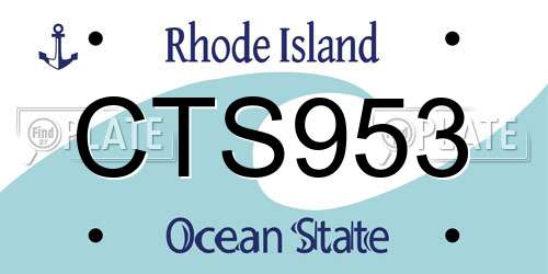 CTS953 Rhode Island License Plate