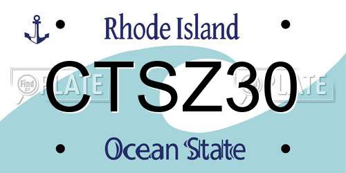 CTSZ30 Rhode Island License Plate