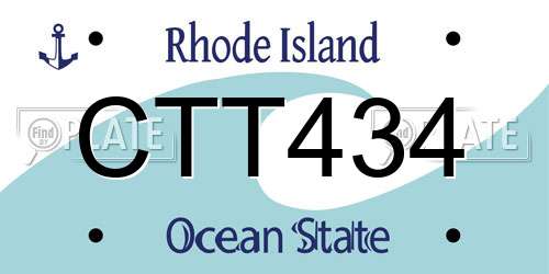 CTT434 Rhode Island License Plate