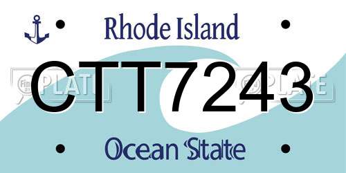 CTT7243 Rhode Island License Plate