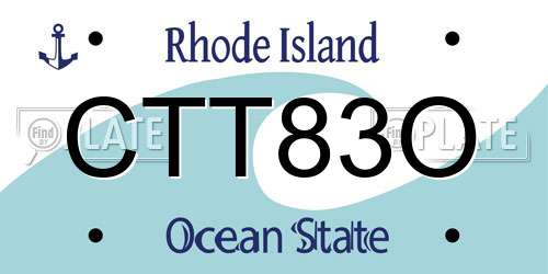CTT83O Rhode Island License Plate