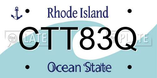 CTT83Q Rhode Island License Plate