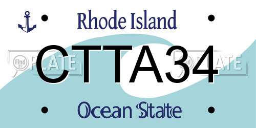 CTTA34 Rhode Island License Plate