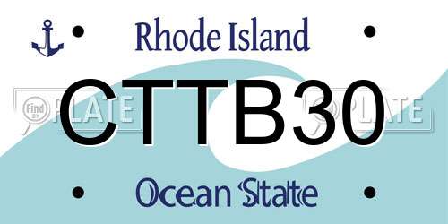 CTTB30 Rhode Island License Plate