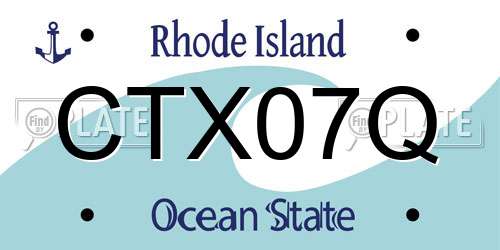 CTX07Q Rhode Island License Plate