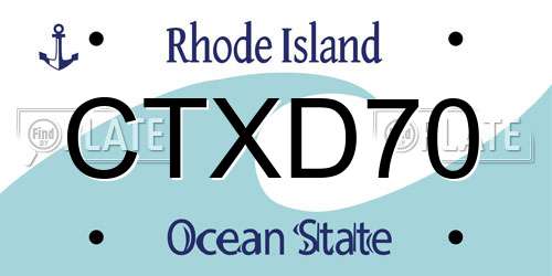 CTXD70 Rhode Island License Plate