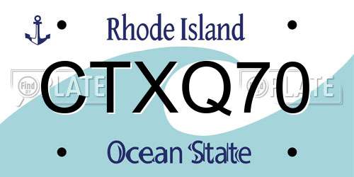 CTXQ70 Rhode Island License Plate
