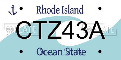 CTZ43A Rhode Island License Plate
