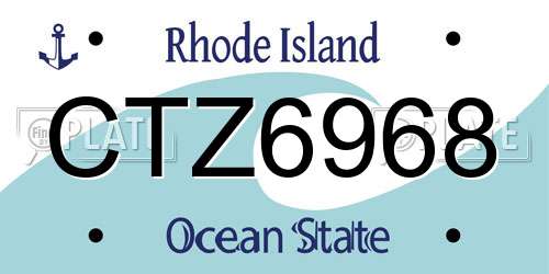 CTZ6968 Rhode Island License Plate