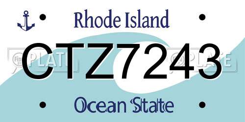 CTZ7243 Rhode Island License Plate
