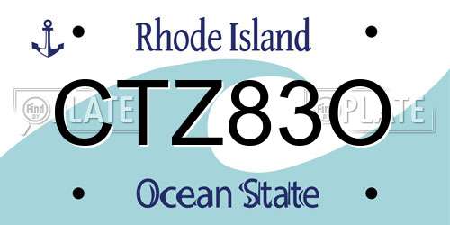 CTZ83O Rhode Island License Plate