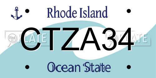 CTZA34 Rhode Island License Plate