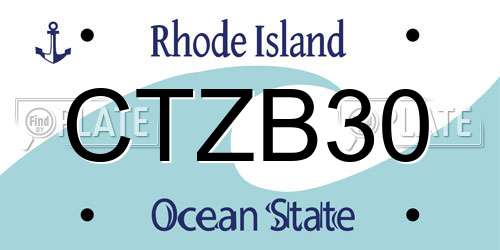 CTZB30 Rhode Island License Plate
