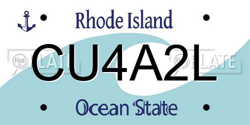 CU4A2L Rhode Island License Plate