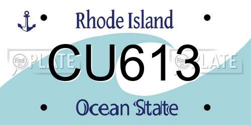CU613 Rhode Island License Plate