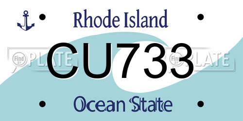 CU733 Rhode Island License Plate
