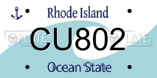 CU802 Rhode Island License Plate