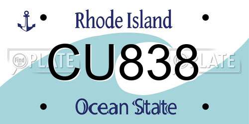 CU838 Rhode Island License Plate