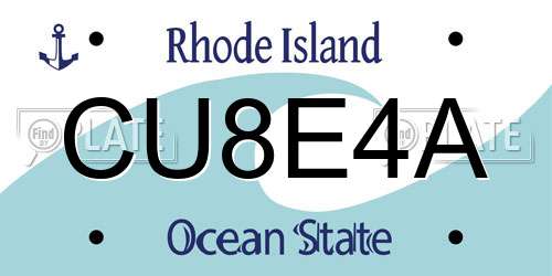 CU8E4A Rhode Island License Plate