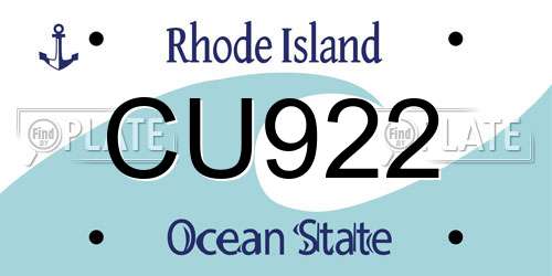 CU922 Rhode Island License Plate