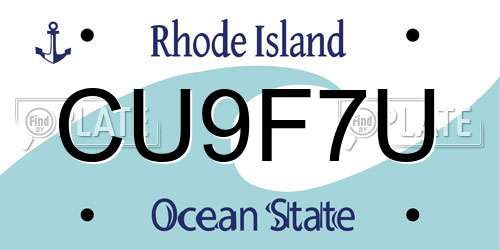 CU9F7U Rhode Island License Plate