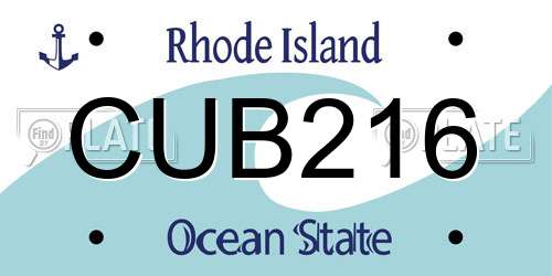 CUB216 Rhode Island License Plate