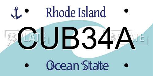 CUB34A Rhode Island License Plate