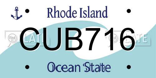 CUB716 Rhode Island License Plate