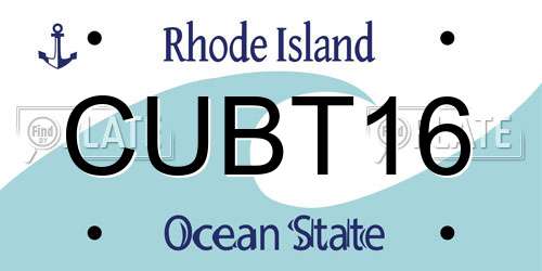 CUBT16 Rhode Island License Plate