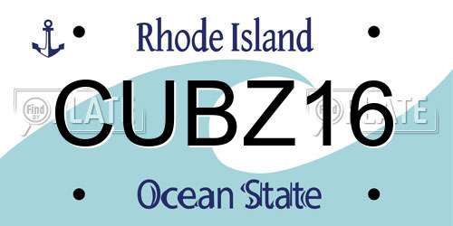 CUBZ16 Rhode Island License Plate