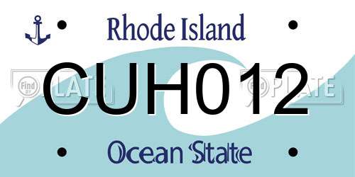 CUH012 Rhode Island License Plate