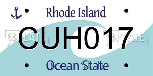 CUH017 Rhode Island License Plate