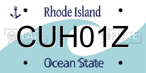 CUH01Z Rhode Island License Plate