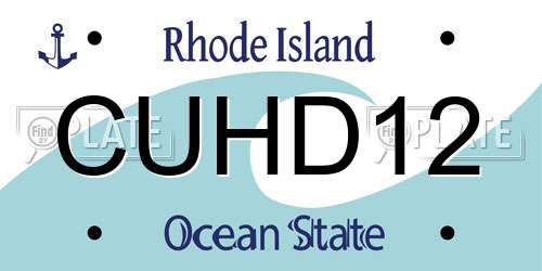 CUHD12 Rhode Island License Plate