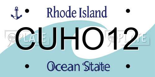CUHO12 Rhode Island License Plate