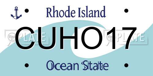 CUHO17 Rhode Island License Plate