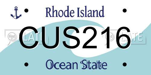 CUS216 Rhode Island License Plate