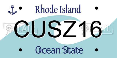 CUSZ16 Rhode Island License Plate