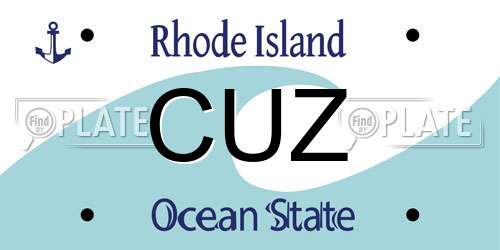 CUZ Rhode Island License Plate