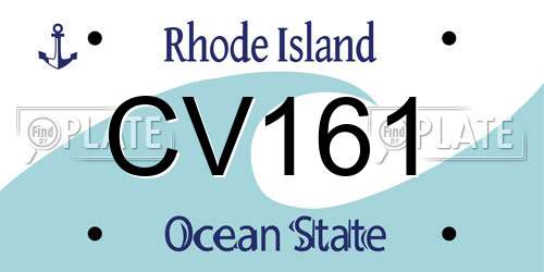 CV161 Rhode Island License Plate