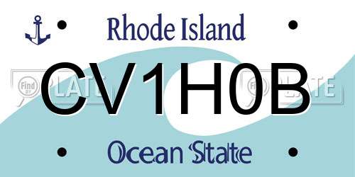 CV1H0B Rhode Island License Plate
