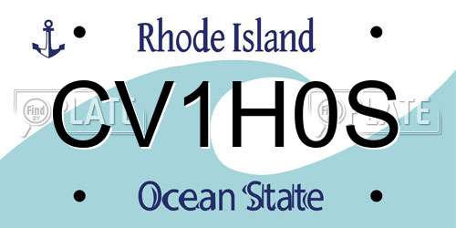 CV1H0S Rhode Island License Plate