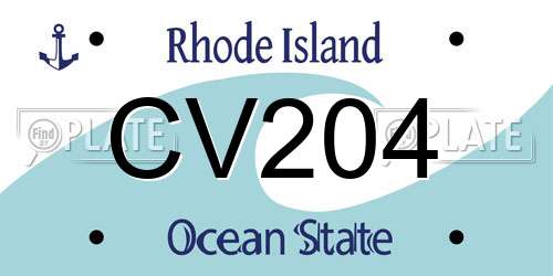 CV204 Rhode Island License Plate