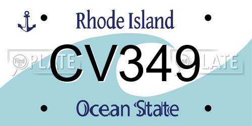 CV349 Rhode Island License Plate